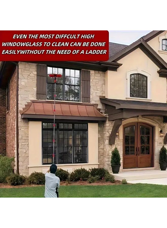 أحمر 445 سم 14 6 قدم مجموعة ممسحة قابلة للتمديد 2 في 1 أداة تنظيف النوافذ مع أعمدة من الفولاذ المقاوم للصدأ - Image 5